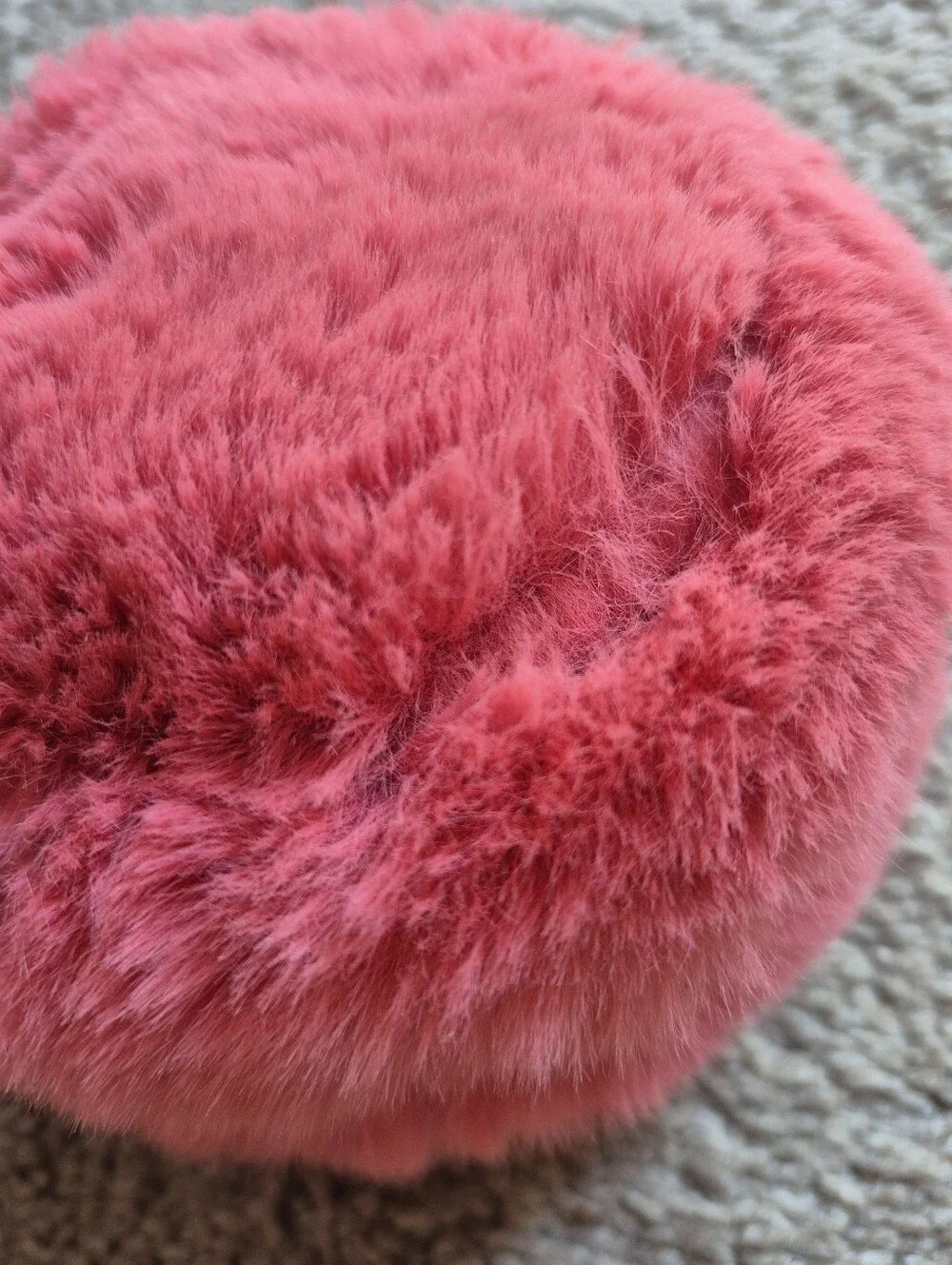 Free People Hot Coral Pink Faux Fur Wristlet